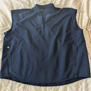 FIGS Navy Blue Sleeveless Mandarin Collar Scrub Top - Women's XL